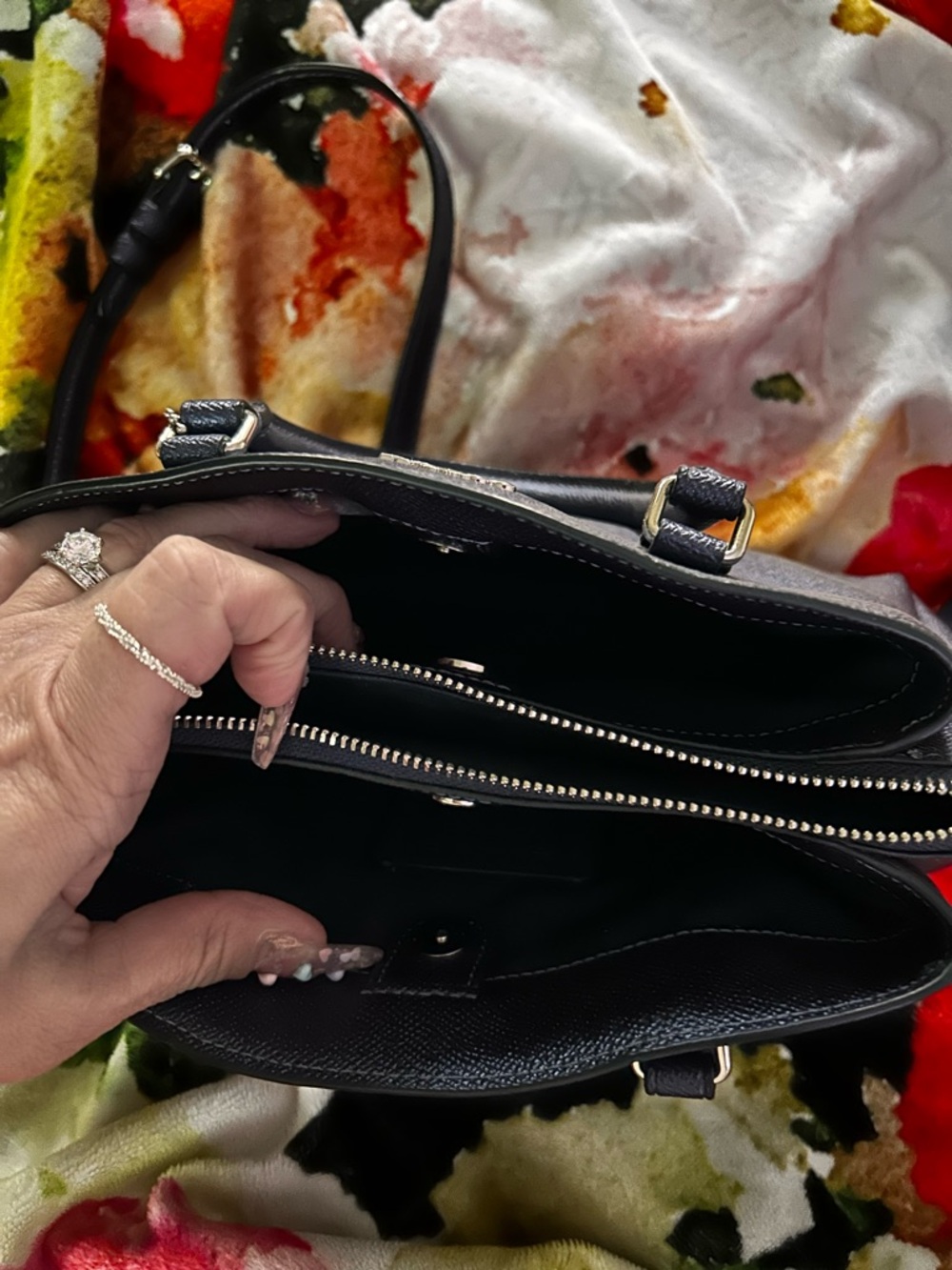 Coach Blue Leather Satchel - Coach Signature Hardware - Picture 4 of 5
